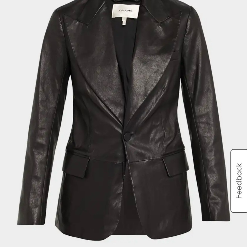 Frame Denim Femme Leather Blazer in Black